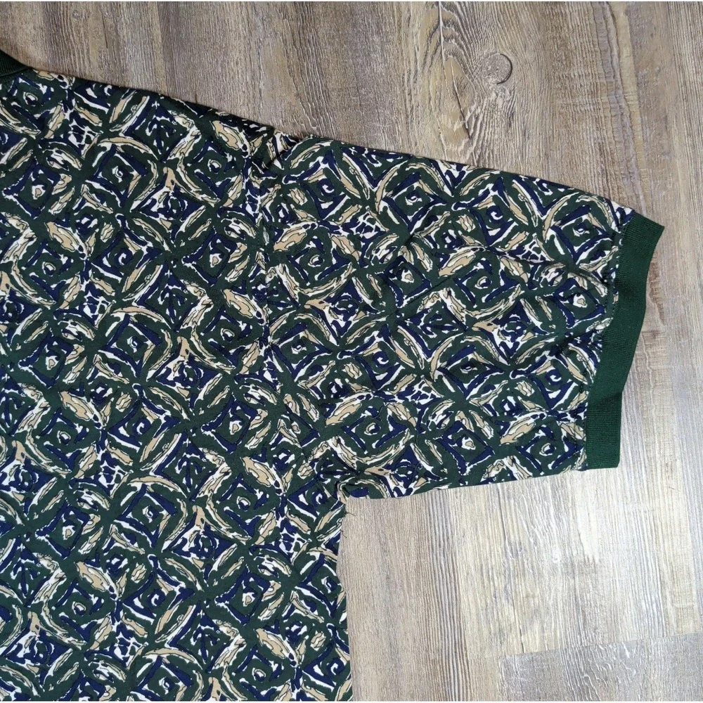 NOS Vintage Super Sports Golf Apparel Geometric Polo Shirt Green Men's XL NWT
